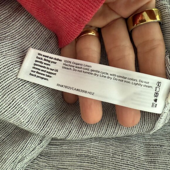 Eileen Fisher gray organic linen button down shirt size XXS - Picture 6 of 6